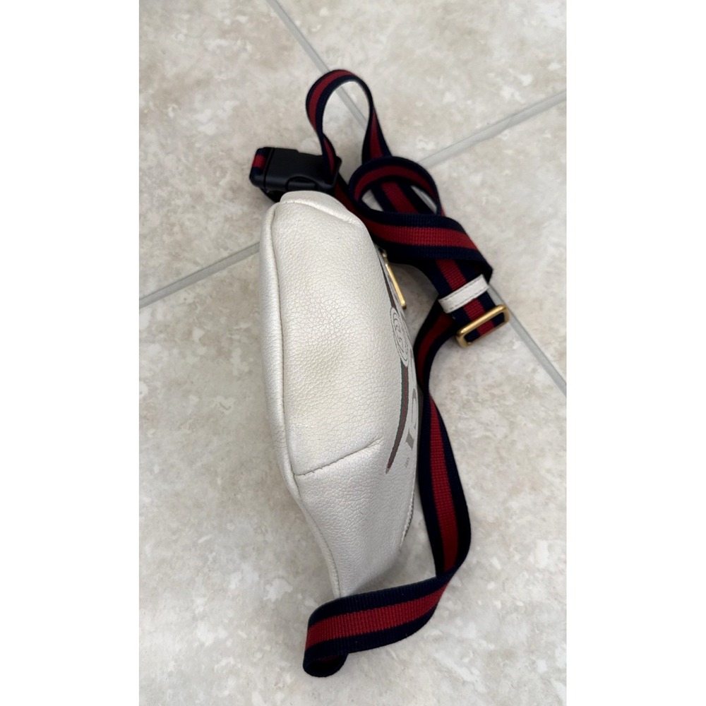 Authentic VTG Gucci Print Belt Bag Belt Logo Ivory Leather Bumbag Luxury - Picture 4 of 12